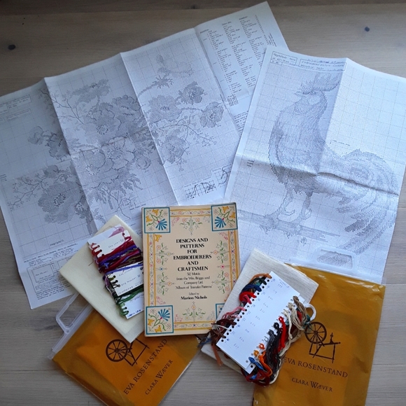 2 Cross Stitch Kits with Embroidery Designs Book - Picture 1 of 5